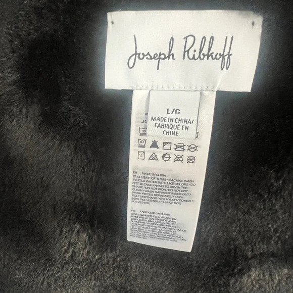 NEW Joseph Ribkoff Sz L Black Reversible Faux Fur Quilted Puffer Coat - Picture 15 of 16